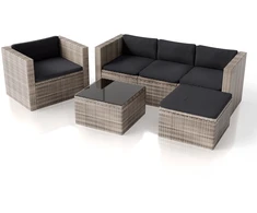 Lauko baldų komplektas Juskys Sodo poilsio komplektas Punta Cana M sofa 178x69x65 cm juoda/pilka