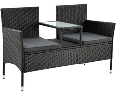 Lauko baldų komplektas Juskys Sodo suoliukas Monaco dviem 133x63x84 cm juodas/tamsiai pilkas