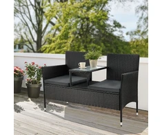 Lauko baldų komplektas Juskys Sodo suoliukas Monaco dviem 133x63x84 cm juodas/tamsiai pilkas