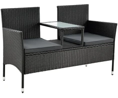 Lauko baldų komplektas Juskys Sodo suoliukas Monaco dviem 133x63x84 cm juodas/tamsiai pilkas