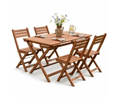 Lauko baldų komplektas Juskys Sodo valgomojo komplektas Rimini, 5 dalių, stalas 120x57,5x74 cm, 4 kėdės, akacijos mediena