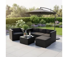Lauko baldų komplektas Juskys Svetainės komplektas Punta Cana M sofa 178x69x65 cm juoda/tamsiai pilka