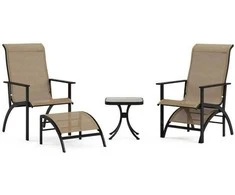 Promotions Lauko baldų komplektas, 5 dalių Adirondack kėdžių komplektas su pufais ir šoniniu staliuku, 83x65x106 cm, kavos spalvos