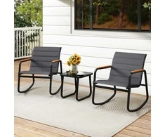 Lauko baldų komplektas Promotions Balkono baldų komplektas, 2 supamosios kėdės su stalu, 73x61x79 cm, pilka, lauko baldai