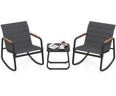 Lauko baldų komplektas Promotions Balkono baldų komplektas, 2 supamosios kėdės su stalu, 73x61x79 cm, pilka, lauko baldai