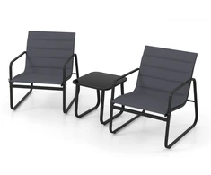 Lauko baldų komplektas Promotions Bistro komplektas, 3 dalių lauko kėdės ir šoninis staliukas, 73x61x76 cm, pilka, metalas