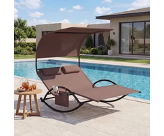 Lauko baldų komplektas Promotions Gultas 182x137x165 cm Rudos spalvos metalas