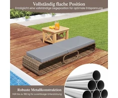 Lauko baldų komplektas Promotions Gultas su komplektu 185x65x26-86 cm Pilkas Rotangas Reguliuojamas