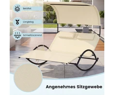 Lauko baldų komplektas Promotions Gultas su dviem stogeliais 182x137x165 cm, smėlio spalvos