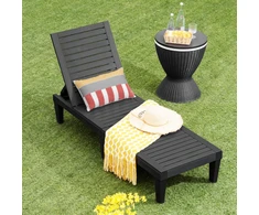Lauko baldų komplektas Promotions Gultas su komplektu 190x57,5x29 cm Juodas Reguliuojamas atlošas