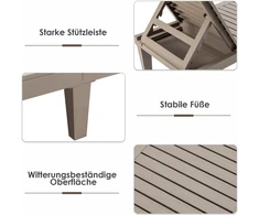 Lauko baldų komplektas Promotions Gultas su stalu 190x57,5x29 cm Rudas Reguliuojama atlošo dalis