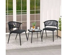 Lauko baldų komplektas Promotions Lauko pintų baldų komplektas, 58x57x76 cm kėdė, 46x46x42 cm stalas, juoda