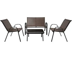 Lauko baldų komplektas Promotions Lauko kėdžių komplektas, 4 dalių, metalinis rėmas, rudos spalvos