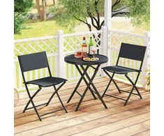 Lauko baldų komplektas Promotions Lauko bistro komplektas, 3 dalių sulankstomas, 59,7x69,9 cm stalas, juodas, metalas