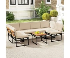 Lauko baldų komplektas Promotions Lauko kampinių sofų komplektas, 110.5x64.8x66 cm, smėlio spalvos, metalas