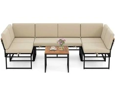 Lauko baldų komplektas Promotions Lauko kampinių sofų komplektas, 110.5x64.8x66 cm, smėlio spalvos, metalas
