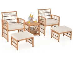 Lauko baldų komplektas Promotions Lauko pintas sofų komplektas 63.5x58.4x76.2 cm Natūralios pagalvėlės Lauko baldai