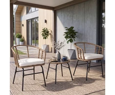 Lauko baldų komplektas Promotions Lauko terasos baldų komplektas 3 vnt. Stalas Ø45,7x40,6 cm Kėdės 59,7x57,2x73,7 cm Natūrali/balta
