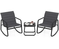 Lauko baldų komplektas Promotions Lauko bistro komplektas, 3 dalių sūpynių komplektas, 73x61x79 cm, pilka, metalas ir audinys