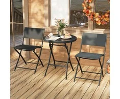 Lauko baldų komplektas Promotions Lauko bistro komplektas, 3 dalių sulankstomas, 59,7x69,9 cm stalas, juodas, metalas