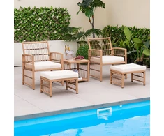Lauko baldų komplektas Promotions Lauko pintas sofų komplektas 63.5x58.4x76.2 cm Natūralios pagalvėlės Lauko baldai