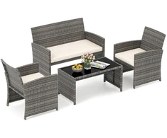 Lauko baldų komplektas Promotions Lauko poilsio baldų komplektas 106.7x64x44.5 cm Šviesiai balta Rotangas