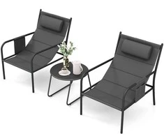 Lauko baldų komplektas Promotions Lauko bistro komplektas, 3 dalių, 82x61x84 cm kėdė, 50x37 cm stalas, pilka