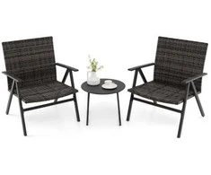 Lauko baldų komplektas Promotions Terasos bistro komplektas, 3 dalių, 65x62x80 cm fotelis, 45x45x37 cm stalas, pilka