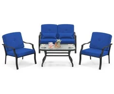 Lauko baldų komplektas Promotions Lauko pokalbių komplektas, 121.9x76.2x73.7 cm dvivietė sofa, 66x76.2x73.7 cm vienvietė kėdė, 96.5x55.9x49.5 cm kavos staliukas, Juoda, Pilka