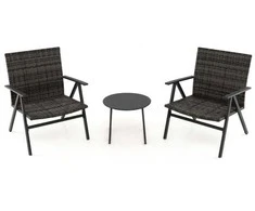 Lauko baldų komplektas Promotions Terasos bistro komplektas, 3 dalių, 65x62x80 cm fotelis, 45x45x37 cm stalas, pilka
