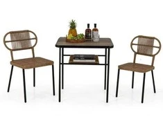 Lauko baldų komplektas Promotions Lauko valgomojo komplektas, 3 dalių, stalas 69x61x71 cm, natūralus