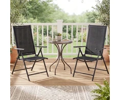 Lauko baldų komplektas Promotions Lauko sulankstomos kėdės rinkinys 79x57x80 cm juodos spalvos audinys