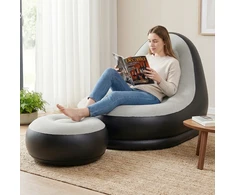 Lauko baldų komplektas Promotions Pripučiamas poilsio sofa su pufiku 104.1x127x90.2 cm pilka