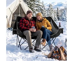 Lauko baldų komplektas Promotions Šildoma dvivietė stovyklavimo kėdė 147,3x59,7x94 cm juoda/tamsiai mėlyna