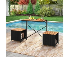 Lauko baldų komplektas Promotions Sodo baldų komplektas, 3 dalių, 168x46x81 cm, juoda/natūrali