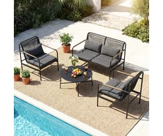 Lauko baldų komplektas Promotions Sodo baldų komplektas 4 dalių PE rotangas metalinis rėmas 112x72.5x76.5 cm pilka