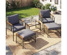 Lauko baldų komplektas Promotions Sodo baldų komplektas, 64x62x79 cm, pilka, ratanas