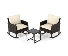Lauko baldų komplektas Promotions Sodo baldų komplektas 3 dalių rotango balkono komplektas 62x77x72 cm smėlio spalvos rotangas