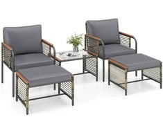 Lauko baldų komplektas Promotions Sodo baldų komplektas, 64x62x79 cm, pilka, ratanas