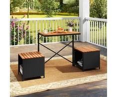 Lauko baldų komplektas Promotions Sodo baldų komplektas, 3 dalių, 168x46x81 cm, juoda/natūrali