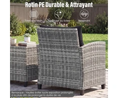 Lauko baldų komplektas Promotions Sodo baldų komplektas 3 dalių rotango kėdės ir kavos staliukas 67x64x77 cm juoda