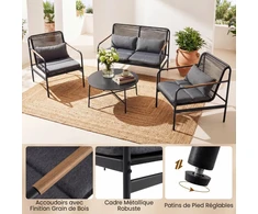 Lauko baldų komplektas Promotions Sodo baldų komplektas 4 dalių PE rotangas metalinis rėmas 112x72.5x76.5 cm pilka