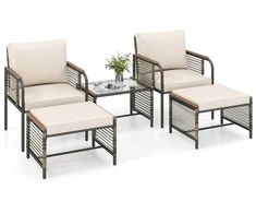 Lauko baldų komplektas Promotions Sodo baldų komplektas, 64x62x79 cm, smėlio spalvos, ratanas