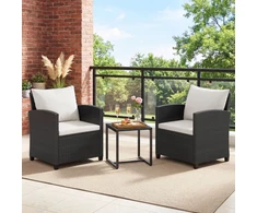 Lauko baldų komplektas Promotions Sodo baldų komplektas 3 dalių rotango lauko komplektas 64x62x76 cm juoda ir smėlio spalvos