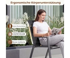 Lauko baldų komplektas Promotions Sodo kėdžių rinkinys 56x66x88 cm Juoda Teslin audinys Sulankstomos