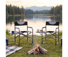 Lauko baldų komplektas Promotions Stovyklavimo kėdė 81.3x45.7x87.6 cm Juoda Sulankstoma