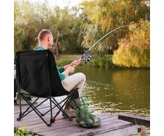 Promotions Sulankstoma stovyklavimo kėdė, 2 lygių reguliuojama atlošo dalis, juoda