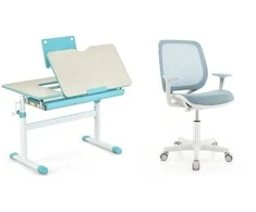 Promotions Vaikiškas rašomasis stalas ir pasukama kėdė, 80x51,5x51-73 cm, mėlyna, reguliuojamo aukščio