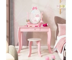 Promotions Vaikiškas makiažo staliukas ir kėdė, 70x34x101 cm, rožinė ir balta