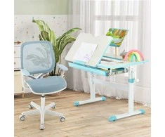 Promotions Vaikiškas rašomasis stalas ir pasukama kėdė, 80x51,5x51-73 cm, mėlyna, reguliuojamo aukščio